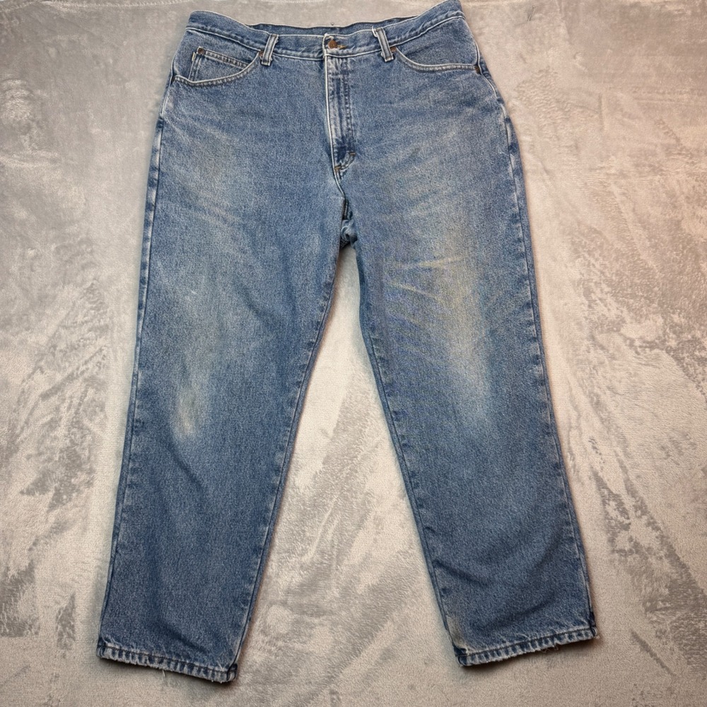 LL Bean Flannel Lined Jeans Mens 38x29 Blue Double L Natural Fit Denim OJW72